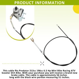 56'' Go Kart Brake Cable for Predator 212CC 196CC GX160 GX200 6.5HP Manco 9598 9597 Yerf-Dog ASW Bristers Airheart MB-1 Go Cart Drift Trike Fun Dune Buggy ATV Parts, Go Kart Brakes, Go Kart Brake Kit