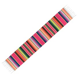 Hsthe Sea Mexican Silk Scarf Tablecloth 14 X 84 Inches Mexican Party Wedding Decoration Outdoor Picnic Table, Tasseled Cotton Hand-Woven Tablecloth