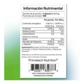 Magnesio Glicinato MAG100 Primetech 100 cáps es una combinación del aminoácido glicina con sales de magnesio, mejor absorción y sueño sin problemas ga