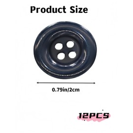 Bepisof 12Pack Navy Blue Buttons for Sewing, 32L 0.79 Inch 4-Hole Round Plastic Uniform Sewing Buttons for Coat, Jacket, Pants, Dress & Crafts