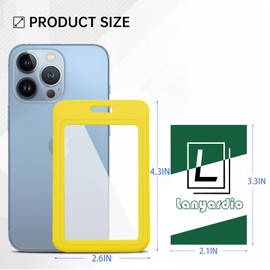 1 Pcs ID Badge Holder with Double-Sided Windows Vertical Hard Plastic Case Yellow Card Protector Pouch for Office School ID Credit Cards Proximity Key Cards Driver’s Licenses and Passes