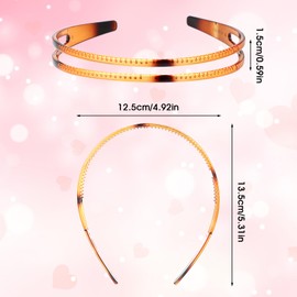 Plastic Headbands For Women With Teeth 2 Pack Double Row Teeth Comb Headbands Non-Slip Headband With Teeth Simple And Chic Hair Accessory For Women Girls Tortoise Shell Headband (Black, Brown)