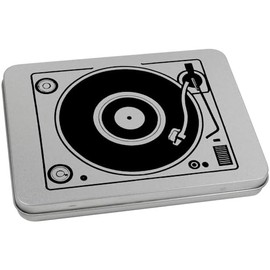 Azeeda 170mm 'Vinyl Record Player' Metal Hinged Tin/Storage Box (TT00230732)