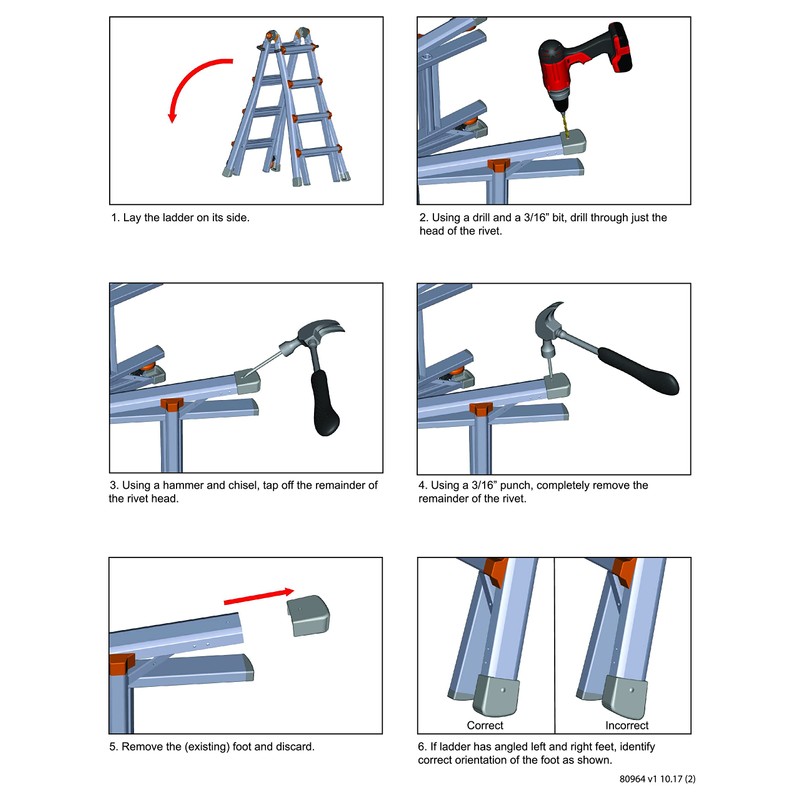 Little Giant Ladder 1A Outer Feet Shoe Kit 31066 30100