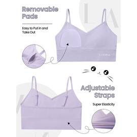 4Leezy Youth Training Bras for Girls-Sports Bra, Wirefree Bra, Padded Everyday Bra Bralette,Crop Cami Tank Top (6-14)