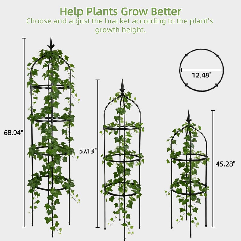 Kelived Garden Obelisk Trellis for Climbing Plants Adjustable, Rustproof Plastic