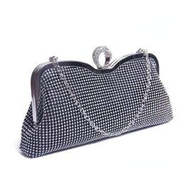 Syrads Women's Rhinestones Handbag Evening Bridal Clutch Bag Ladies Wedding Prom Dinner Party Purse Bag Black