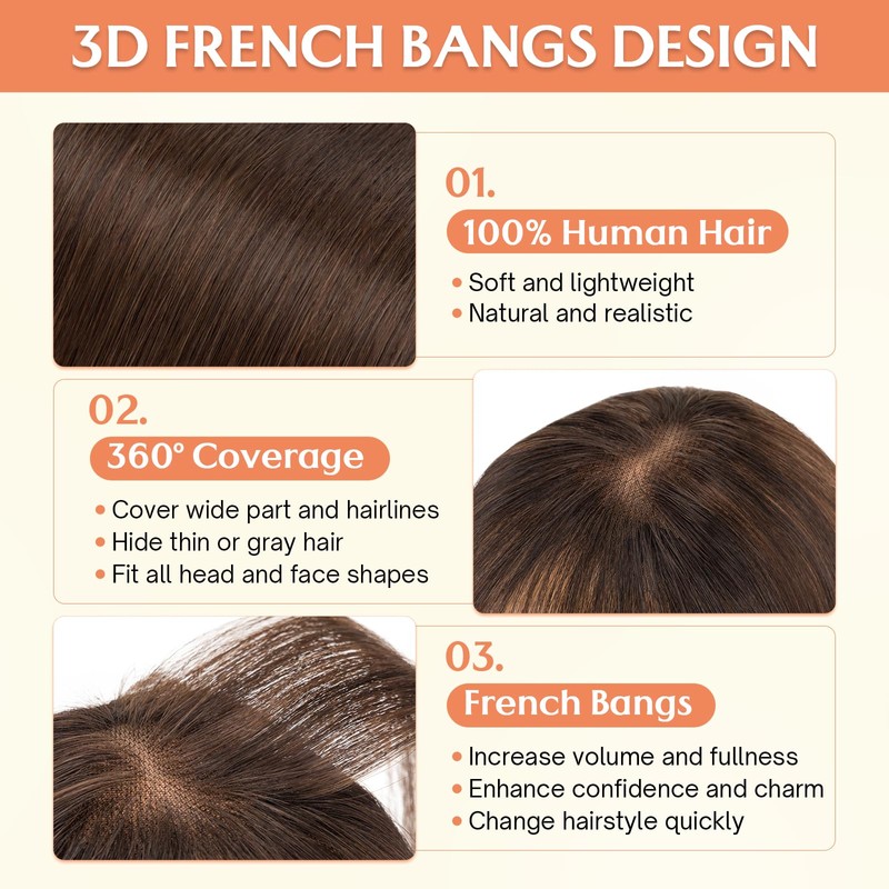 Benehair Clip in Bangs 100% Real Hair 3D Wispy Bangs