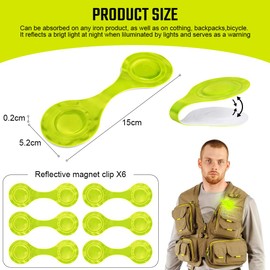 flintronic 6 PCS Reflective Magnetic Clips, Magnetic Reflector Clips, Night Safety Warning Reflector for Clothes, Backpack, Pram, Car and More, Green
