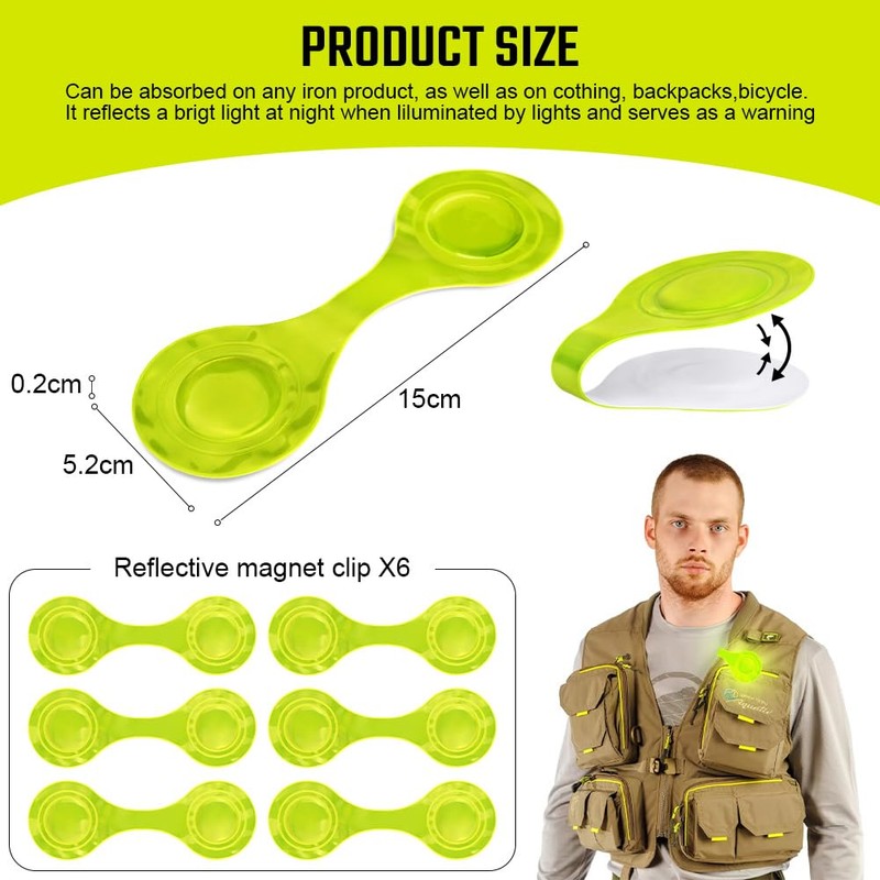 flintronic 6 PCS Reflective Magnetic Clips, Magnetic Reflector Clips, Night