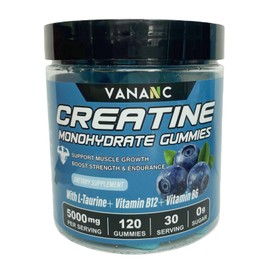 Creatine Monohydrate Gummies 5000mg for Men & Women-120 Gummies,Sugar-Free,with L-Taurine + Vitamins for Muscle Strength,Energy Boost, Pre-Workout Supplement,Low in Calories