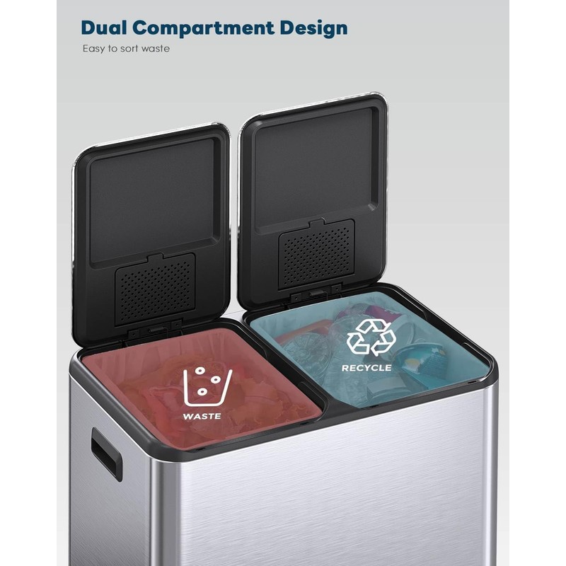 ComfyCorner 16 Gal (2 x 30 L) Dual Trash Can,