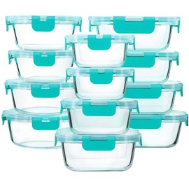 24-Piece Glass Food Storage Containers with Locking Lids,Glass Meal Prep Containers Set - Airtight Lunch Containers, Microwave, Oven, Freezer and Dishwasher,Green