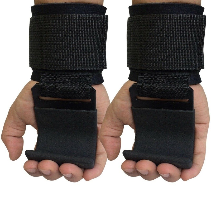 VSL Weight Lifting Hooks Non Slip Rubber Coated Grips, Neoprene