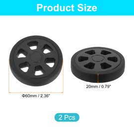 sourcing map 2Pcs 60 mm x 20 mm Luggage Wheel Replacement, Suitcase Trolley Wheels DIY Repair, Spinner Wheel Luggage Accessories, Swivel Wheels, Black