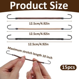 Matwsec 12 Pcs Bungee Hair Ties with Hooks, Elastic Hook Hair Ties, Small Ponytail Holders, Hair Bungee Hooks, Styling Hook Hair Bands for Women Girls Curly Long Hair (Black, Coffee and Apricot)