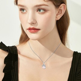 SLIACETE 925 Sterling Silber Drachen Kette für Damen Rosenquarz und Drachen Anhänger Kette Silber Drachen Halskette Drachen Schmuck Geschenk für Drachenliebhaberin