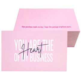 RXBC2011 Thank you cards you are the Heart of my business Cards Package Insert for online business Pack of 100 (100 CARD, PINK)