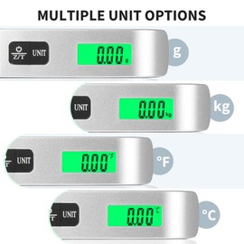 Blendura Luggage Scales, Digital Portable Luggage Weight Scale 110 lb/ 50KG, Hanging Suitcase Weigher for Travel, Suitcase Scale with Temperature Measurement Function Capacity Silver