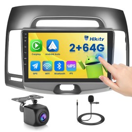 Hikity 9" Android Car Radio Touchscreen Car Stereo for Hyundai Elantra 2007 2008 2009 2010 with Wireless Carplay Android Auto 2+64G Mirror Link GPS WiFi Bluetooth SWC Backup Cam FM Mic