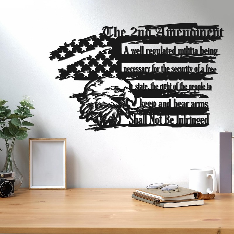 American Eagle 2nd Amendment Metal Art, Patriotic Wall Decor
