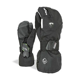Level Fly Trigger Snowboard Gloves with BioMex Wrist Guards, Membra-Therm Dry Technology, Durable Kevlar Palms (Black, Size Small (7.0in))