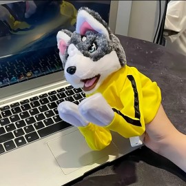 1PC Generic Kung Fu Animal Husky Gloves, Children's Game Plush Toy,  Oundable Boxing Dog Hand Puppet With Sounds and ActionColor: Yellow