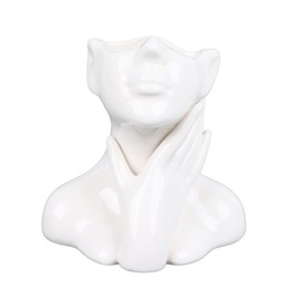 Female Face Vase Nordic Style Elegant Flower Vase Smoothly Ceramic Flower Vase Decoration for Living Room Garden