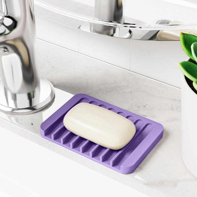 Chengcan 4-Pack Silicone Self-draining Soap Tray for Bathroom and Kitchen