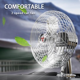 XGGYA Heavy Duty 12V 8.75-Inch Car Fan,2-Speeds,All-Metal for RVs, Cars, Trucks, etc.Cigarette Lighter Cooling Fan,Helps to Circulate the Air in Your Car.(Cord Length 6FT)
