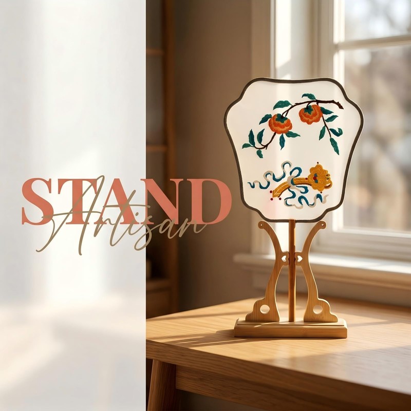 Bamboo Fan Display Stand, Sturdy Holder for Chinese Tuan Shan,