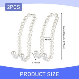 Downhill 2 PCS Car Seat Headrest Hooks, Cute Pearl Headrest Hangers for Bag, Seat Back Decorative Organizing Hangers, Universal for Most Cars, Trucks, SUVs (White)