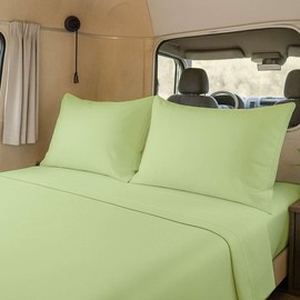 4 Piece Olympic Queen Sheet Set - Sage, Fits 66x80 Mattresses with 15 Inch Deep Pockets, Easy Care Microfiber Fabric, Ideal for Home, RV Bunks, Guest Beds & Travel Trailers