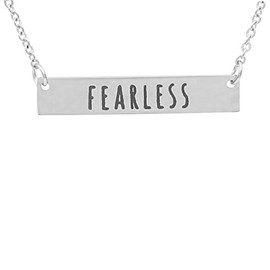 Inspirational Gifts for Women Fearless Bar Necklace Chocker Necklaces for Women Silver