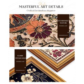 InSimSea Gold Framed Canvas Prints Wall Art, 3D Embossed Vintage Decor, King Raven Folk Art Mystical Moon Flowery Aesthetic Paintings, Farmhouse Wall Decor for Bedroom Living Room Shelf, 12x16inch