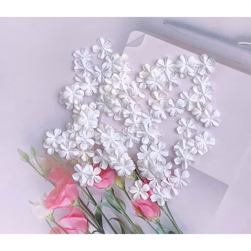 100 Pcs Lovely Patch Flowers 25x25mm Mulberry Paper Flowers Scrapbooking