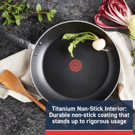 T-fal Experience Non Stick Fry Pan w/Lid 10 Inch, Induction, Oven Broiler Safe 400F, Compatible with All Cooktops, Cookware, Deep Frying Pan, Cooking Skillet, Pots and Pans, Dishwasher Safe, Black