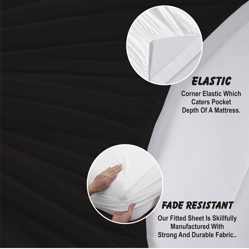 R&Z Plain Luxury Polycotton Fitted Sheet Single, Double, King, Super