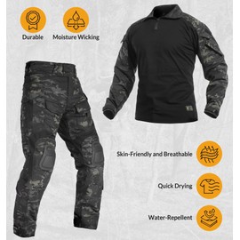 VOTAGOO GEAR G3 Combat Uniform Set for Men Tactical Camouflage Clothing Hunting Paintball Suit with Knee & Elbow Pads
