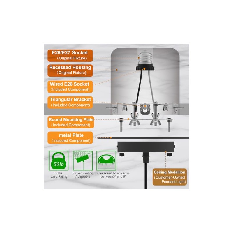 5" and 6" Recessed Can Light Conversion Kit, Fixture Upgrade,