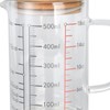 Glass Measuring Cup, Graduated Beaker Mug with Handle and Lid