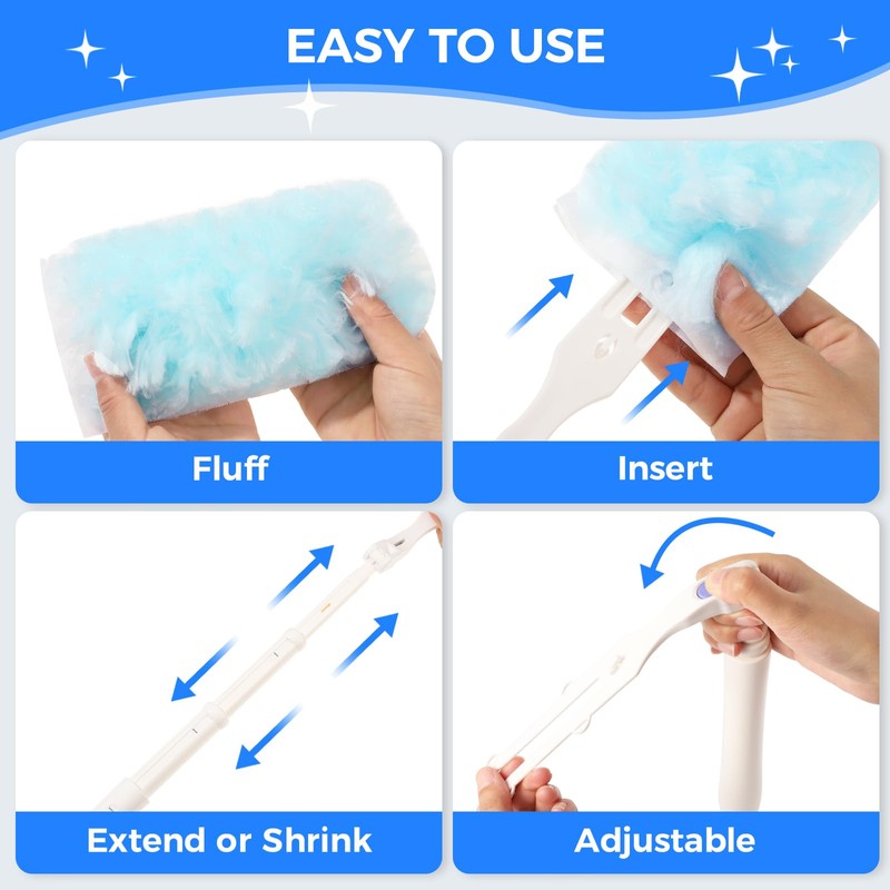 30PCS Duster Refills Compatible with Flash, 360° Fluffy Dust Magnet