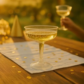6-Pack Plastic Champagne Coupe Glasses – 125ml / 4.2oz Clear Classic-Style Party Drinkware for Cocktails, Champagne, Weddings, Birthdays, and Celebrations