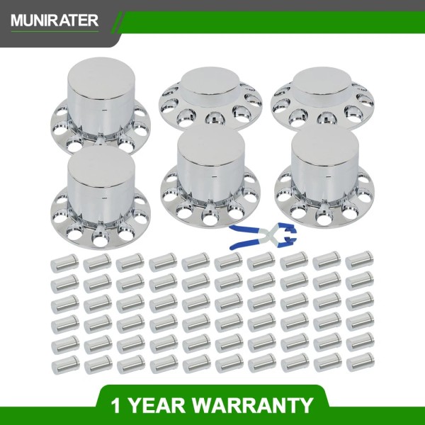 munirater Semi Truck Front & Rear Chrome Wheel Axle Cover