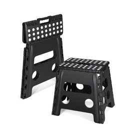 Dyforce Folding Step Stool 13", Heavy Duty Step Stools for Adults and Kids, Compact Foot Stools, Light-Weight Toddler Foldable Step Stool for Kitchen, Bathroom, Holds Up to 300 lbs (Black)