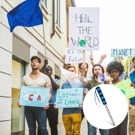 Telescopic Flag Pole 2M Stainless Steel Handheld Flag Pole Portable Extendable Flag Pole Telescopic Flagpole for Teacher Tour Guide Camping Blue