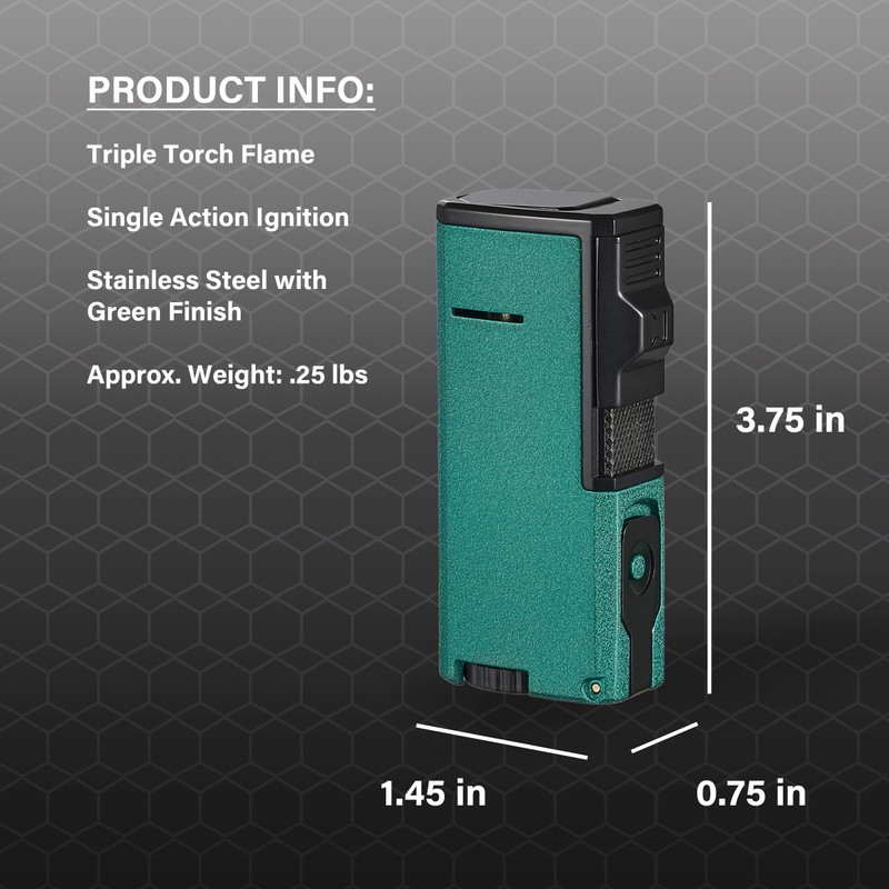 Visol Sledge Butane Torch Lighter Triple Flame Refillable Gas Lighter,