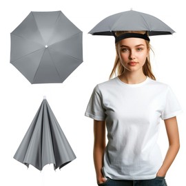 YELARXI Umbrella Hat, Fishing Hat Hands Free Waterproof Adjustable Sun Rain Cap Hat with Elastic Band Fit for Women Men Fishing Camping Gardening Beach Sunshade Outdoor(Gray)