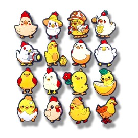 MOKADON 16Pcs Chicken Shoe Charms, Shoe Decoration Party Gifts For Boys Girls Kids, Women., Polyvinyl Chloride, No Gemstone