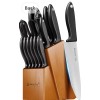 Kitchen 15-Piece Kitchen Knife Set,Sharpener Wooden Block,Serrated Steak Knives,Black